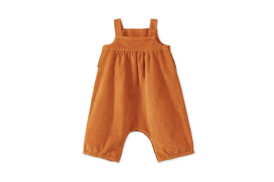Organic Cotton Velvet Baby Jumpsuit: Raw Sienna