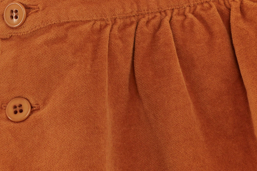 Organic Cotton Velvet Baby Jumpsuit: Raw Sienna