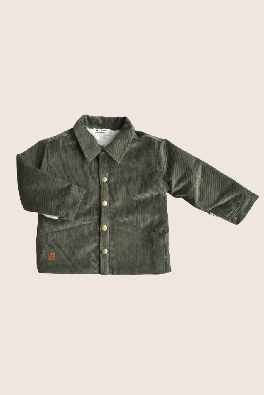 Baby / Kids Snap Buttoned Khaki Corduroy and Faux-fur Jacke