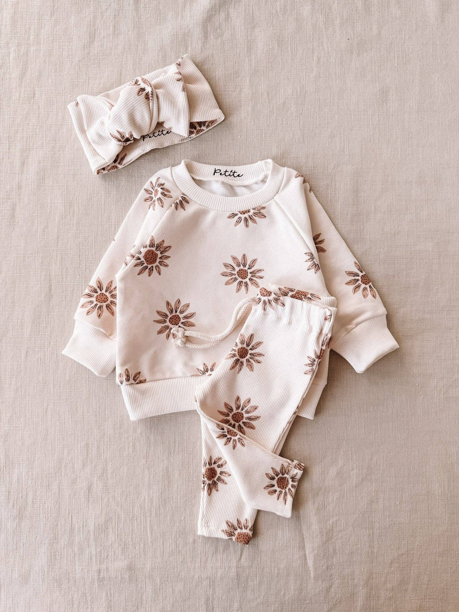 Ribbed Baby leggings/ sunflowers