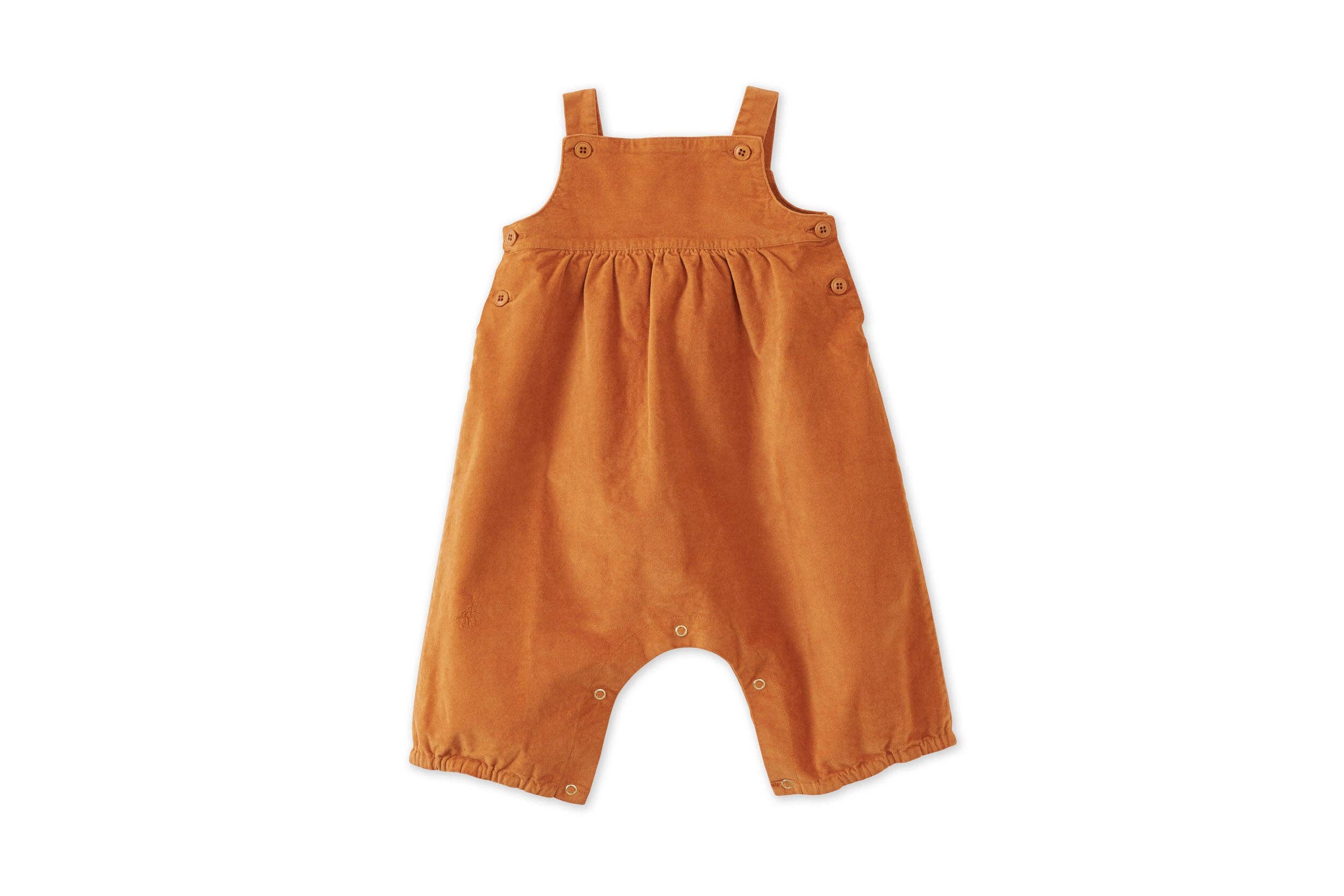 Organic Cotton Velvet Baby Jumpsuit: Raw Sienna