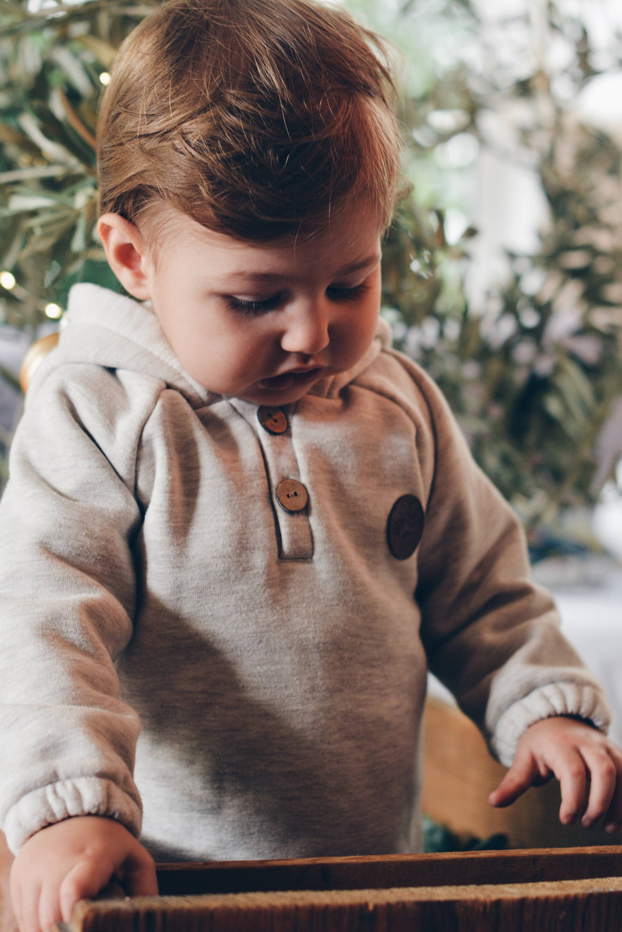 Baby / Kids Raglan Sleeve Beige Hoodie Printed Hood OEKO-TEX