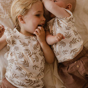 100% organic cotton jersey summer Shirt - Moka leaves
