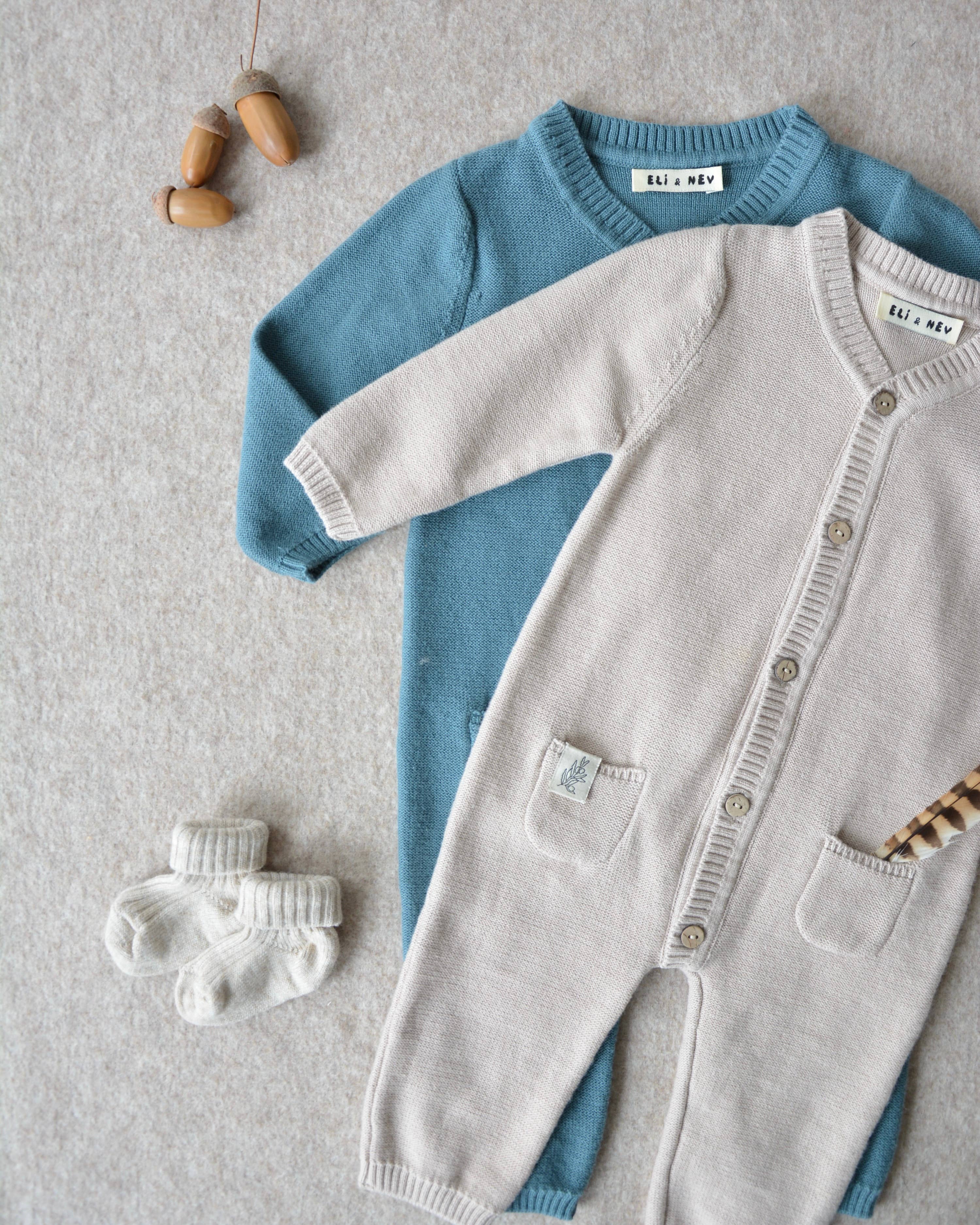 Baby / Kid Beige Knit Jumpsuit 100% Cotton OEKO-TEX