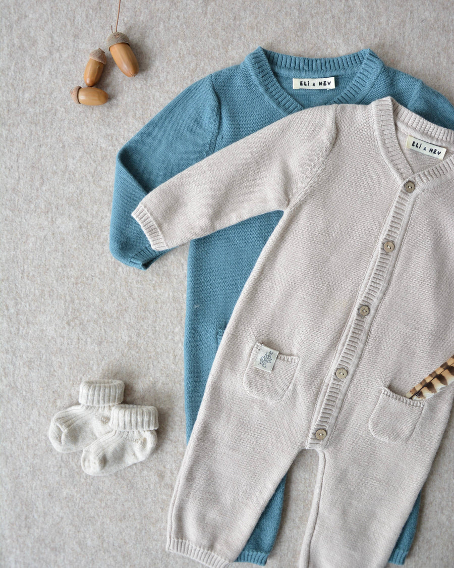 Baby / Kid Beige Knit Jumpsuit 100% Cotton OEKO-TEX