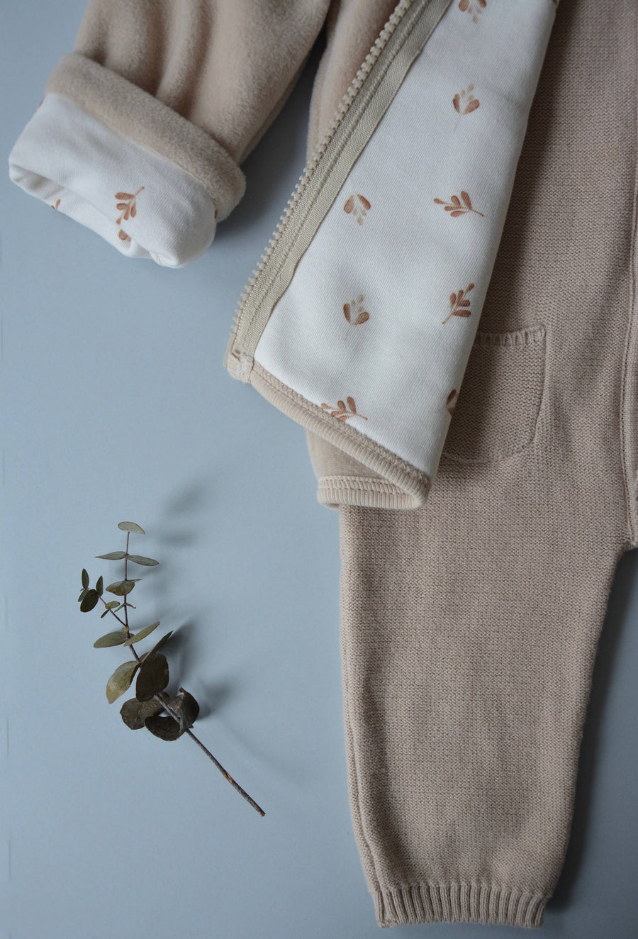 Baby / Kid Beige Knit Jumpsuit 100% Cotton OEKO-TEX