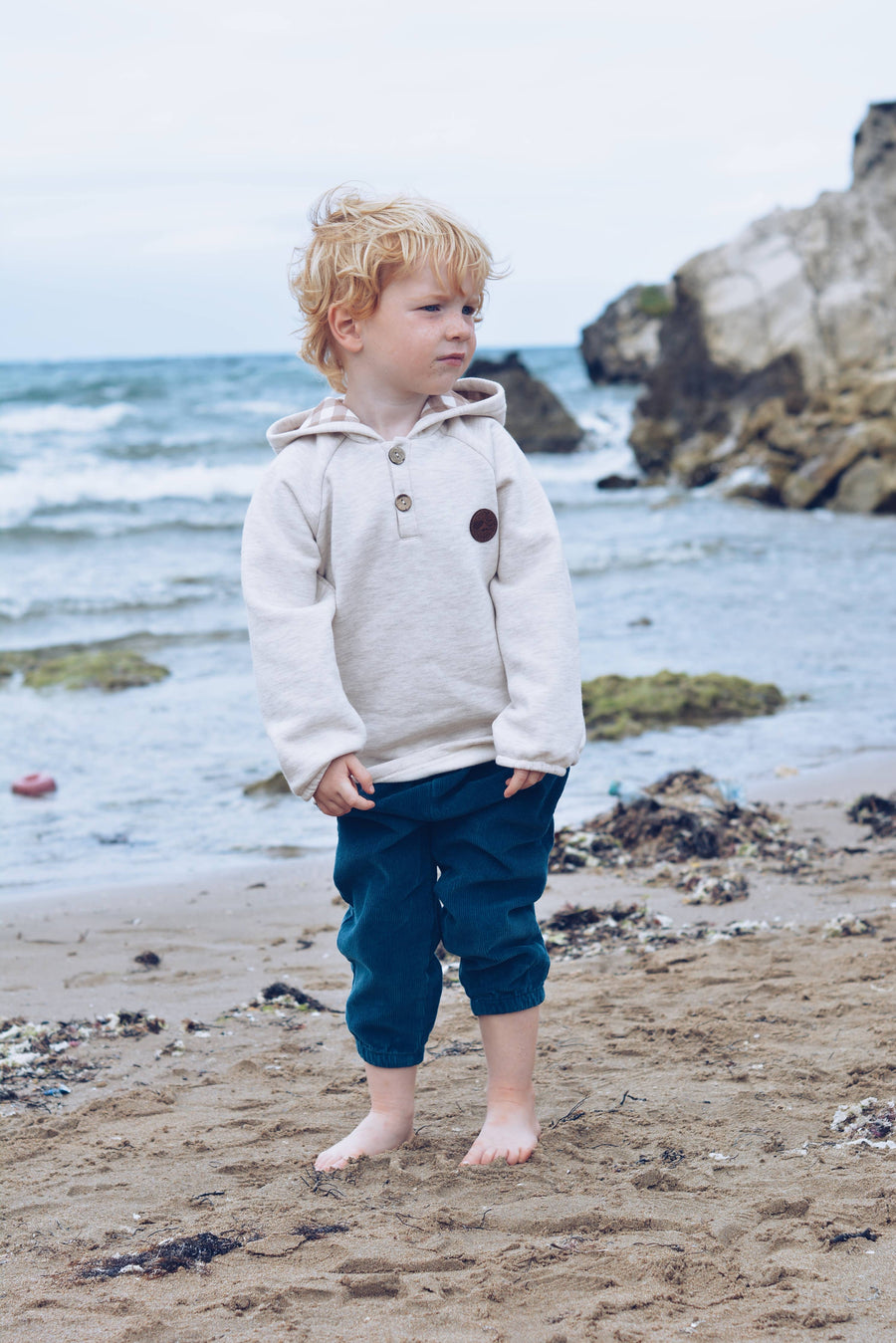 Baby / Kids Raglan Sleeve Beige Hoodie Printed Hood OEKO-TEX