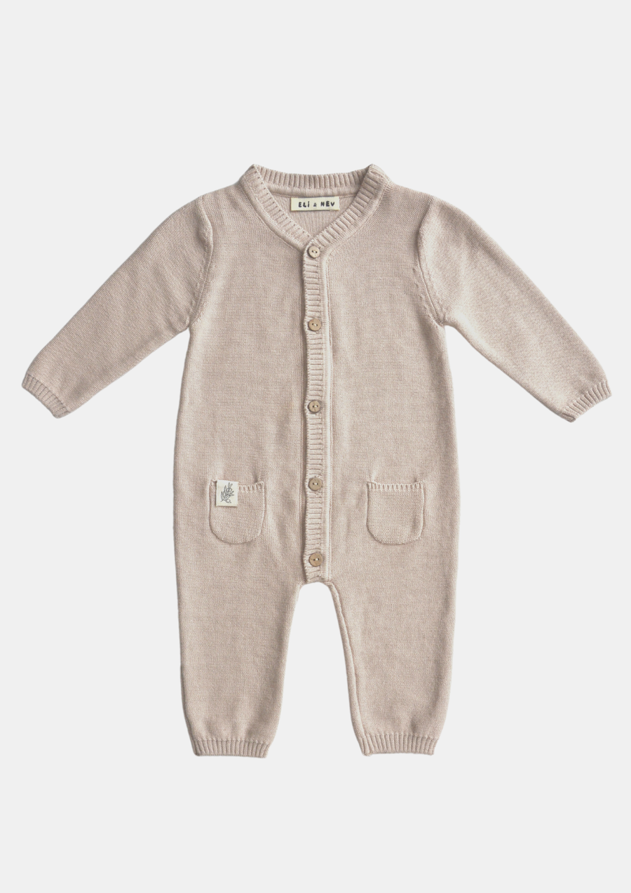Baby / Kid Beige Knit Jumpsuit 100% Cotton OEKO-TEX