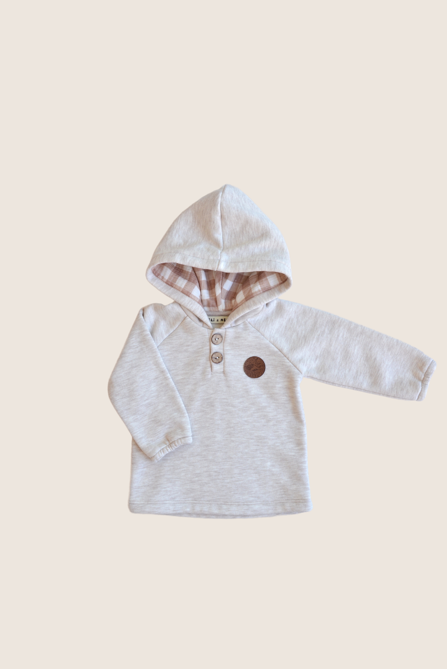 Baby / Kids Raglan Sleeve Beige Hoodie Printed Hood OEKO-TEX