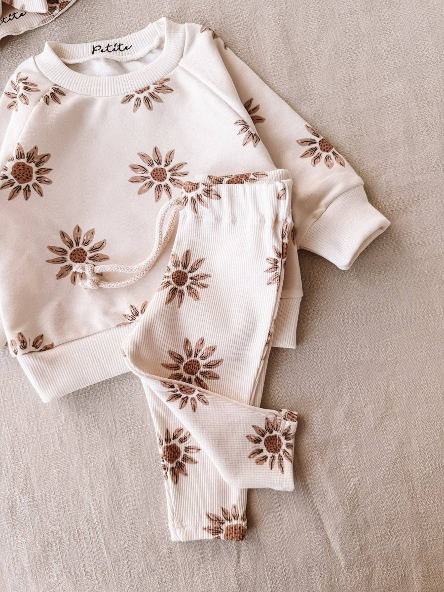 Ribbed Baby leggings/ sunflowers