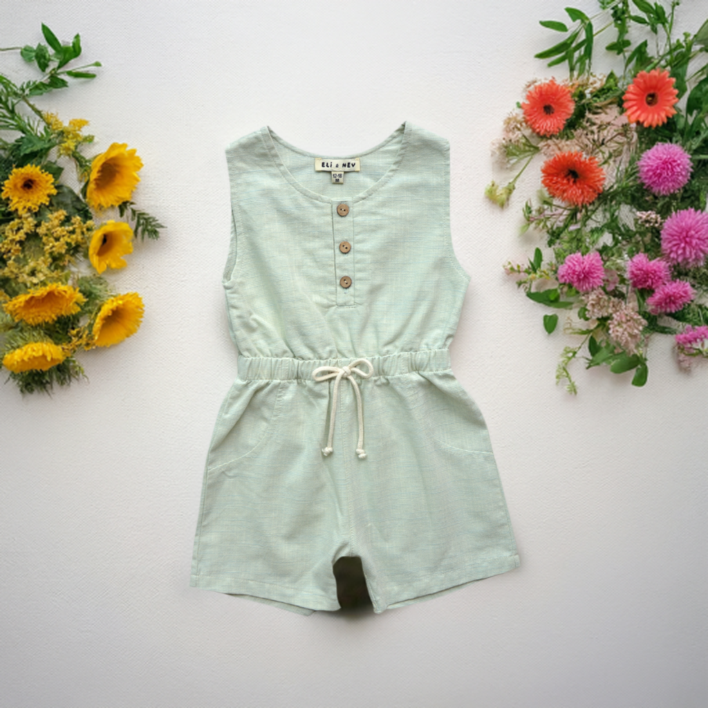 Baby / Kids Green Summer Jumpsuit 100% Cotton OEKO-TEX